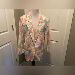 Vintage Alfred Dunner Petite 12 Pastel Floral One Button Blazer 90s